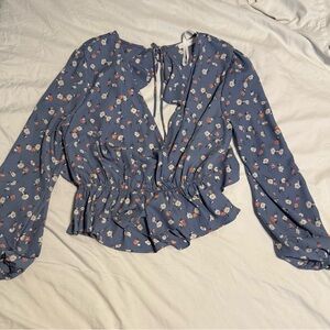 Floral Blue Women's Top